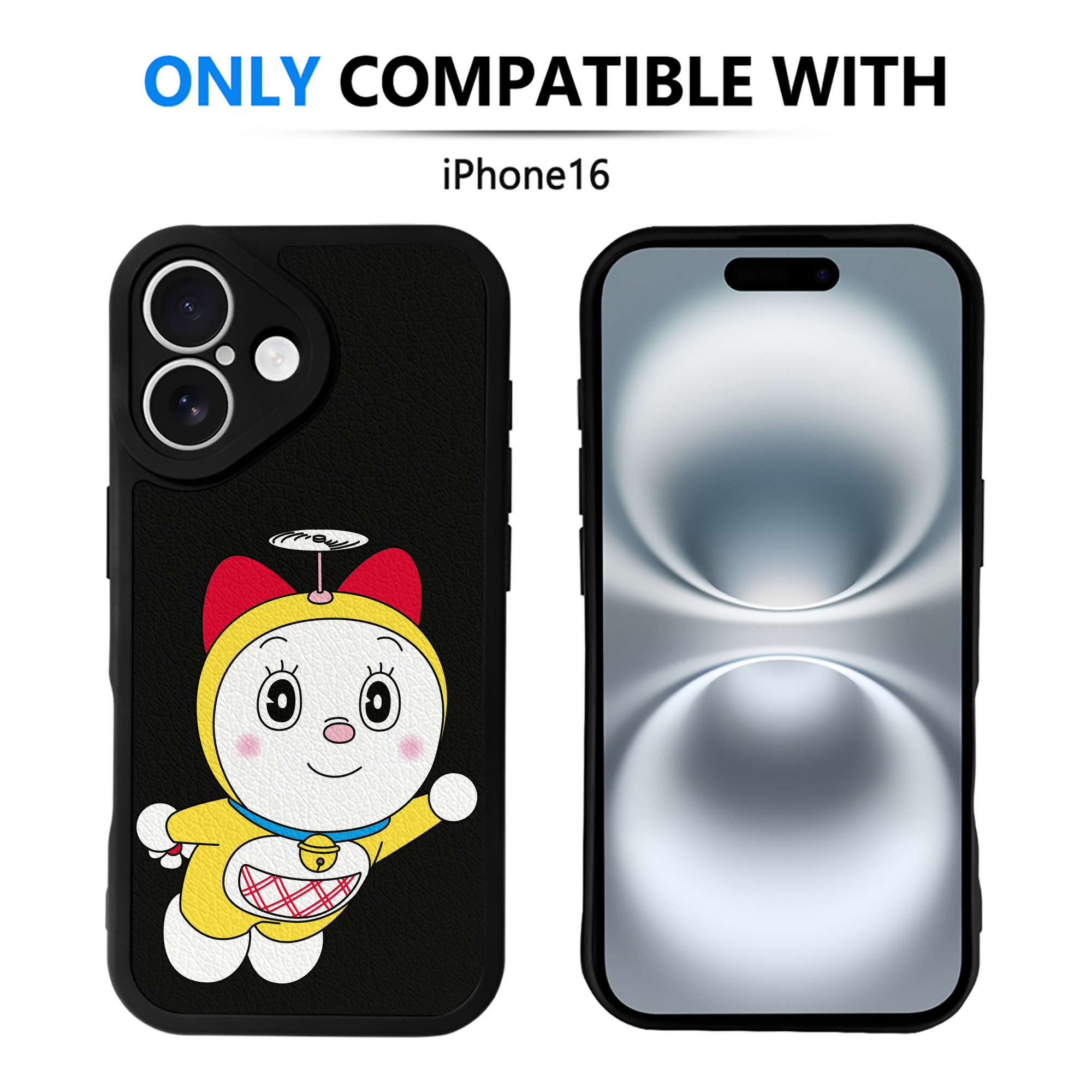 （画像用） ドラえもん ドラミ Doraemon Dorami 【iPhone 16シリーズ対応】シリコンスマホケース（レザー調） 材質：シリコン